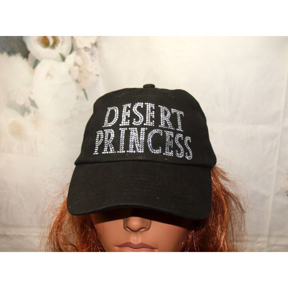 Women's Desert Princess Rhinestone Black Baseball Cap Hat OSFM NEW Made in USA
